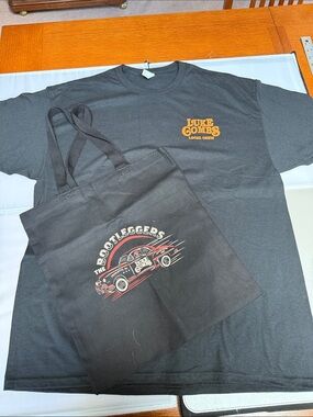 Luke Combs Jerzees Black Tote Bag with Red and Cream Car Graphic